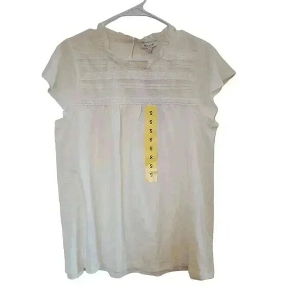 Ella Moss Women's Ivory Cotton/Modal Knit Ruffle Sleeve Top NEW - Picture 7 of 15